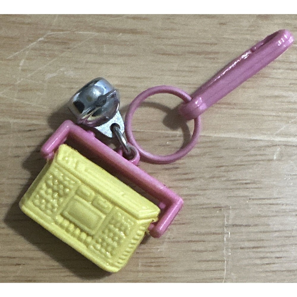 Rare Cassette Player Vintage 1980s Plastic Bell Charm 80s Charm Necklace